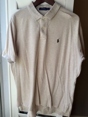 Polo by Ralph Lauren Men's Light Beige Polo with Embroidered Pony